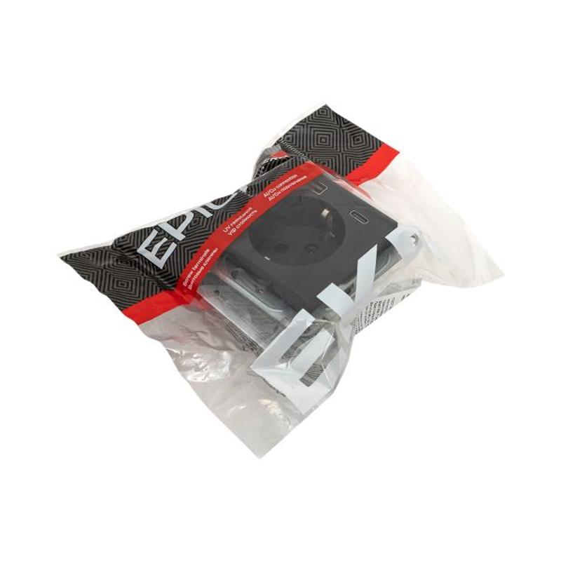 Механизм розетки с USB-A+С - 2шт, 16А, с заземлением, со шторками, чёрный Эпика EKF | UP1-SOB-111-USBA+USBC | EKF — миниатюра 13