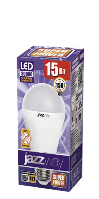 Лампа светодиодная LED 15Вт Е27 220В 5000К PLED- SP A60 груша | 2853035 | Jazzway — миниатюра 2