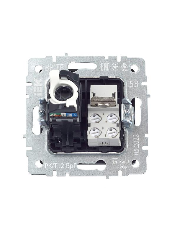BRITE Розетка двойная RJ11+RJ45 кат.5E РК/Т12-БрГ графит  | BR-KT20-O-1-K53 | IEK — миниатюра 4