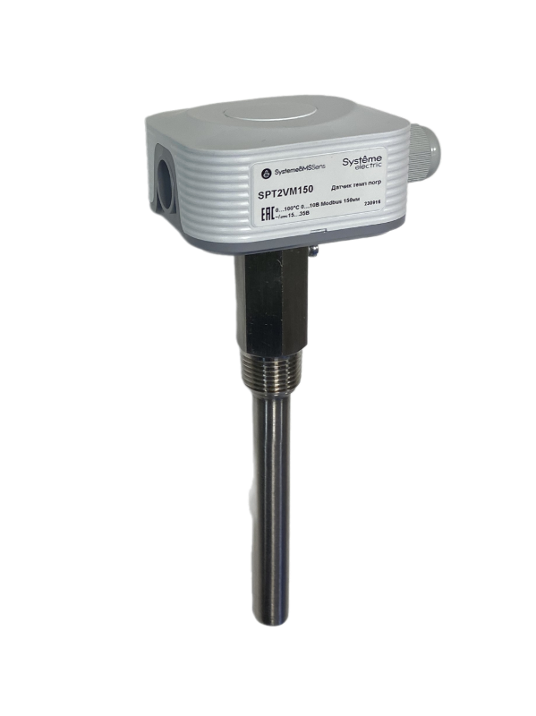 Датчик температуры погружной, 0…+100°С 0…10В RS485/Modbus 150мм ~24В±20%/=15…35В с гильзой 100мм | SPT2VM150 | SE — миниатюра 1