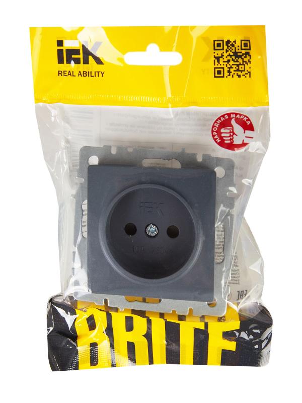 BRITE Розетка без заземления со шторками 10А РСш10-2-БрМ маренго | BR-R13-10-K35 | IEK — миниатюра 6