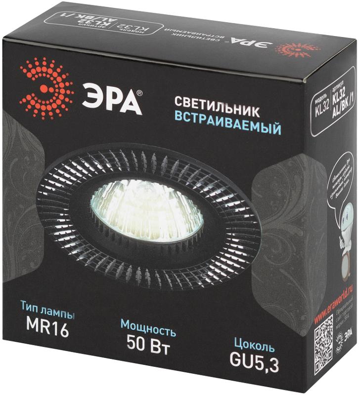 Светильник встраиваемый под лампу KL32 AL/BK/1 MR16,12V, 50W черный/серебро | Б0049563 | ЭРА — миниатюра 2