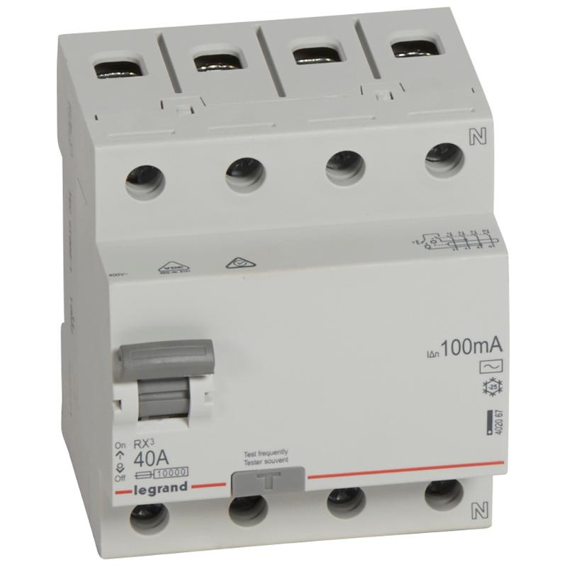 Выключатель дифференциальный (УЗО) RX3 4п 40А 100мА тип AC | 402067 | Legrand — Legrand