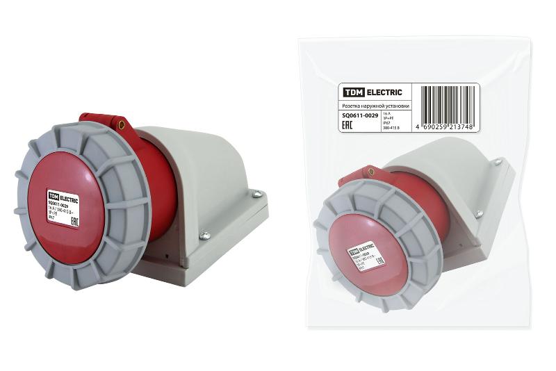 Розетка наружной установки IP67 16А 3Р+РЕ 380В | SQ0611-0029 | TDM — фото 1 | Sento