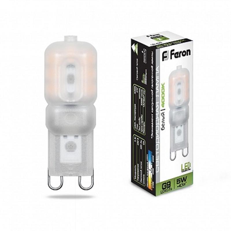 Лампа светодиодная LB-430 (5W) 230V G9 4000K 16x47mm | 25637 | FERON — миниатюра 1
