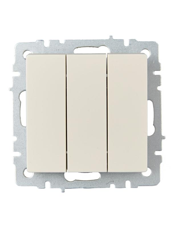 BRITE Выключатель 3-клавишный 10А ВС10-3-0-БрКр бежевый | BR-V30-0-10-K10 | IEK — миниатюра 2