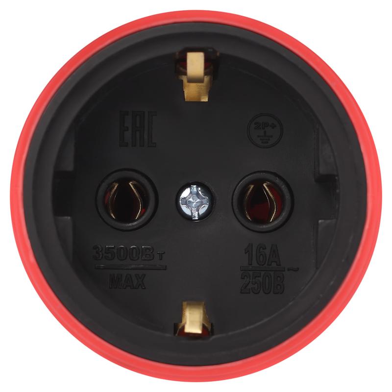 Розетка ЭРА RX11-R-IP44 каучуковая c заземлением 16А IP44 прямая красная | Б0069326 | ЭРА — миниатюра 4