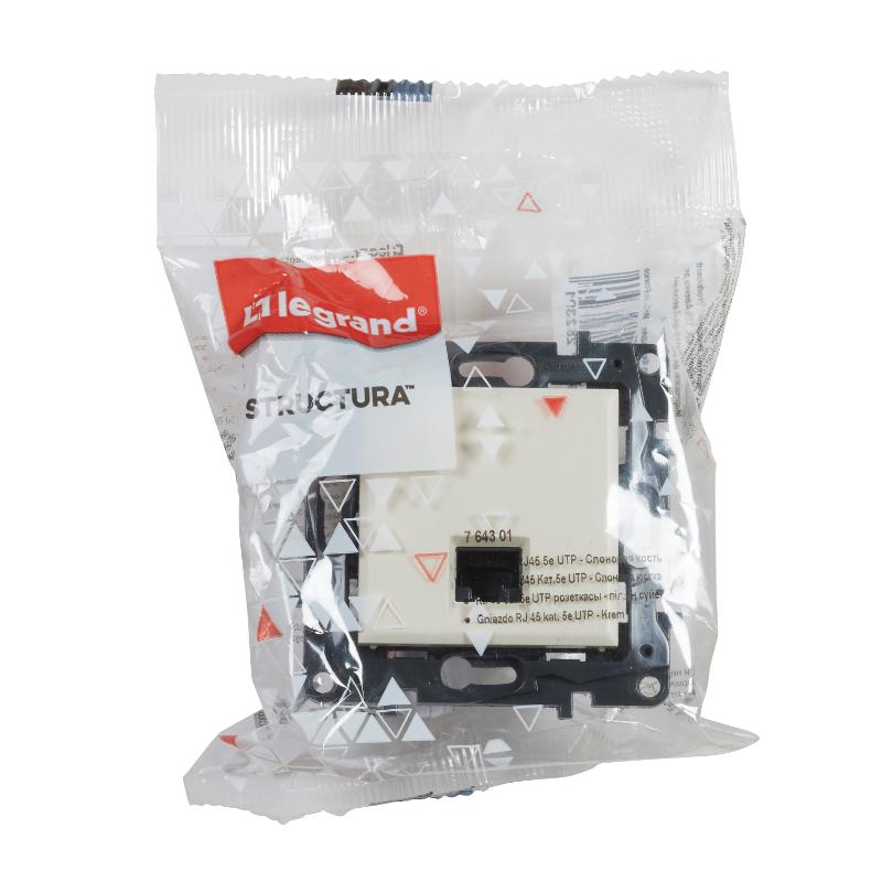 STRUCTURA Розетка комп. RJ45 кат.5Е UTP слоновая кость — миниатюра 3