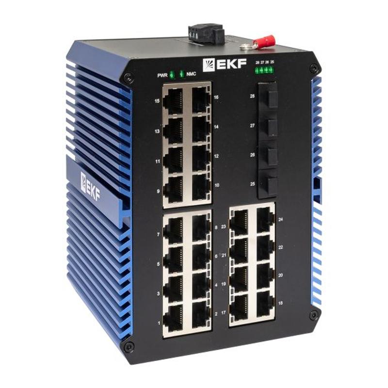 Промышленный неуправляемый коммутатор U-4GX/SFP-24GTP, 4 порта 1000Base-X SFP, 24 порта 10/100/1000Base-T(X) RJ45 c PoE, монтаж на динрейку TSX |TSX-U — миниатюра 1