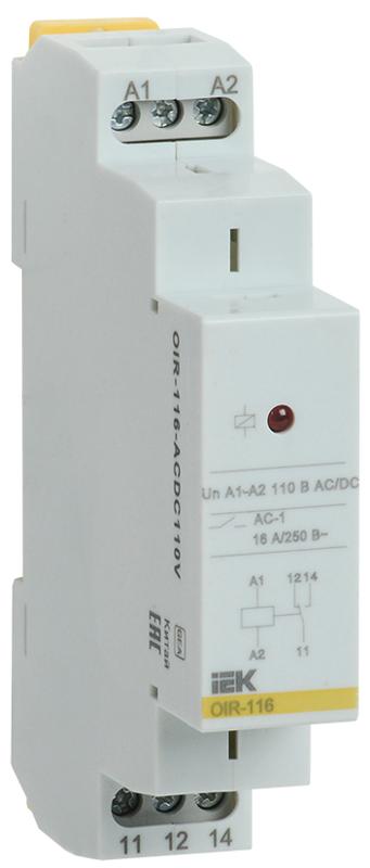 Промежут. реле.OIR 1 конт (16А). 110 В AC/DC | OIR-116-ACDC110V | IEK — фото 1 | Sento