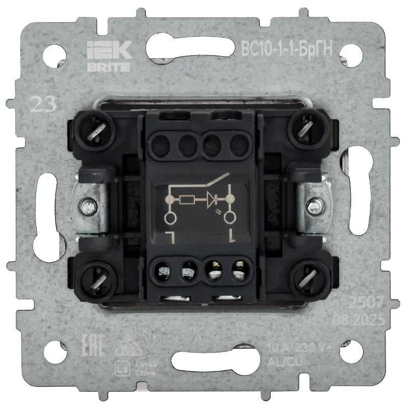 BRITE Выключ. 1-кл. с инд. 10А ВС10-1-1-БрГН мет х/н  | BR-V10-1-10-M-K23 | ИЭК — миниатюра 3