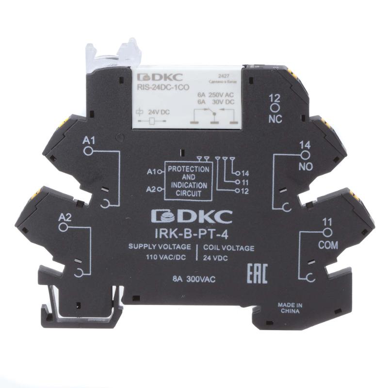 Реле интерфейсное, 1CO, ком. ток 6А, AgSnO2, напряжение 110V AC/DC, push-in клеммы. | IRK-110UC-1CO-PT | DKC — DKC (ДКС)
