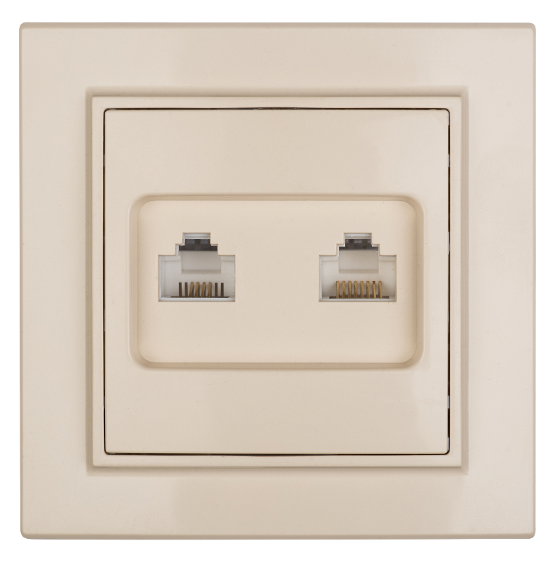 Минск Розетка RJ-45 2-местная СП бежевая EKF|ERK02-035-20|EKF — миниатюра 8