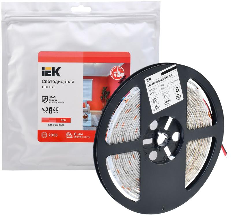 Лента светодиодная 5м LSR-2835R60-4,8-IP65-12В | LSR1-6-060-65-3-05 | IEK — миниатюра 2