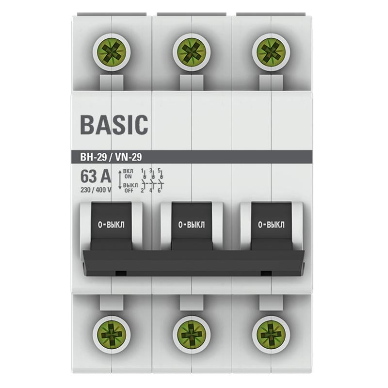 Выключатель нагрузки модульный ВН-29 3P 63А EKF Basic | SL29-3-63-bas | EKF — миниатюра 2