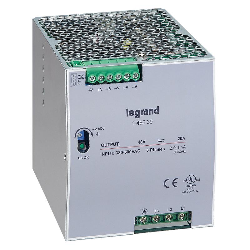 3-фазный Импульсный источник питания 48В 960Вт 20A | 146639 | Legrand — Legrand