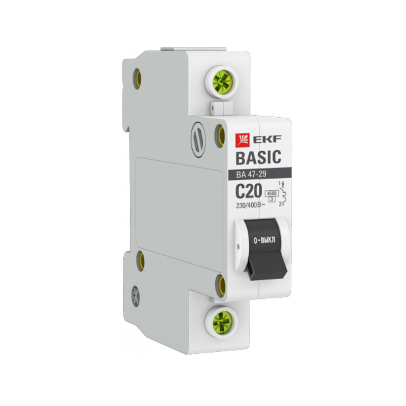 Выключатель автоматический однополюсный ВА 47-29 20А C 4,5кА Basic | mcb4729-1-20C | EKF — EKF