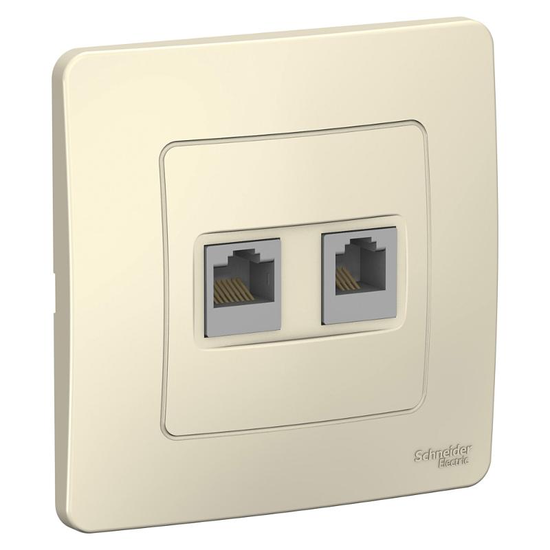 Blanca Молочный С/У Розетка 2-ая КОМП/ТЛФ, RJ45+RJ11 | BLNIS045112 | SE — Systeme Electric