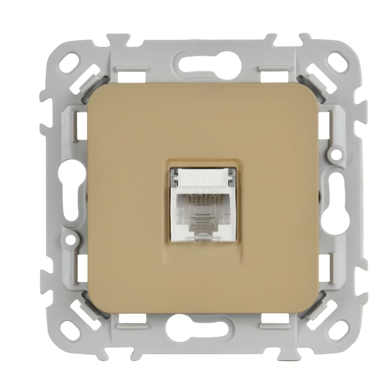 FLITE Розетка компьютерная RJ45 кат.6 UTP РК6-1-0-ФлХ хаки | FI-K12-2-K59 | IEK — миниатюра 2
