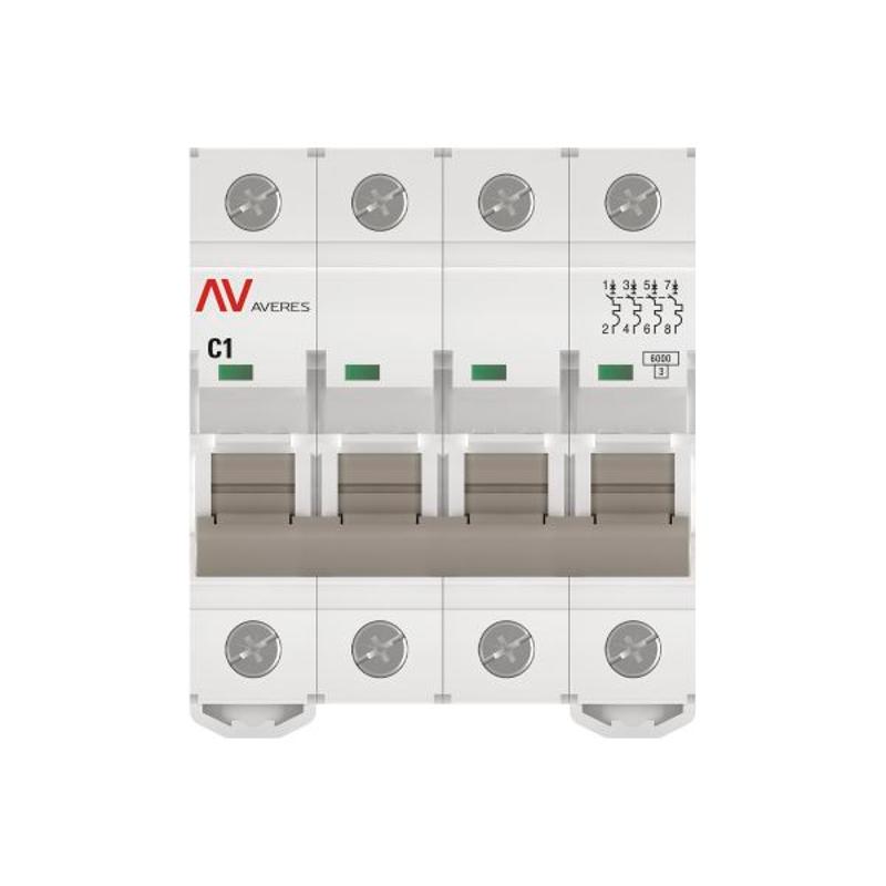 Выключатель автоматический четырехполюсный AV-6 1А C 6кА AVERES | mcb6-4-01C-av | EKF — миниатюра 8