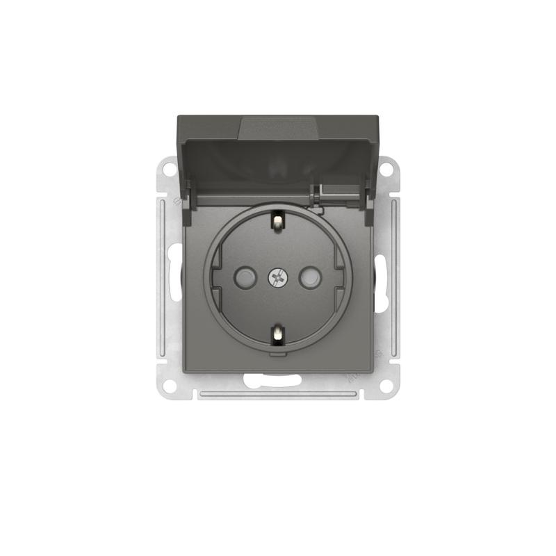 AtlasDesign Сталь Розетка с заземлением со шторками с крышкой,16А,IP20,механизм, быстрозажимные клеммы | ATN000946S | SE — миниатюра 6