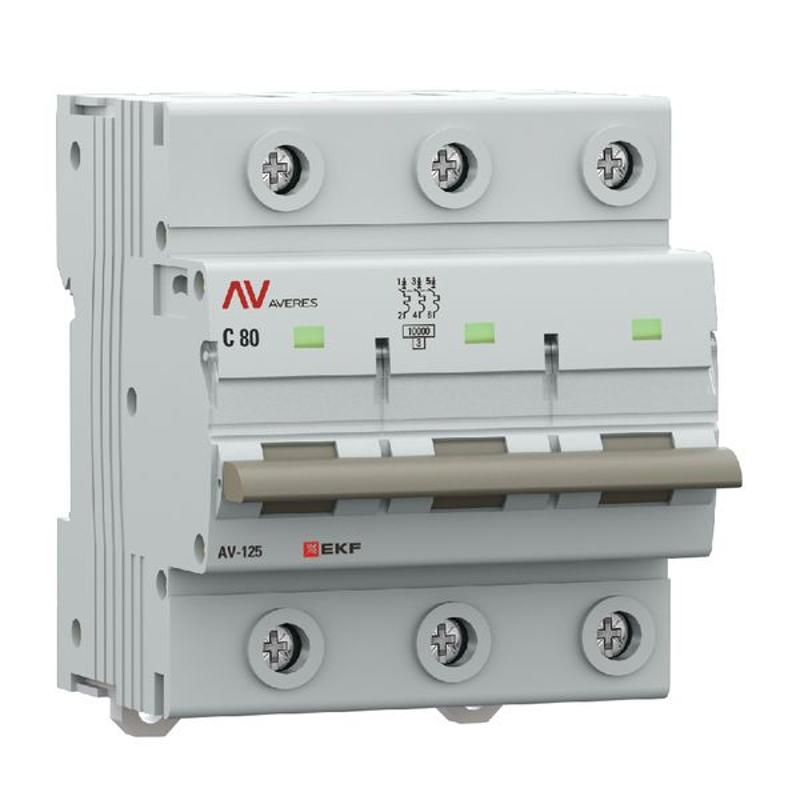 Выключатель автоматический AV-125 3P 80A (D) 10kA  AVERES |mcb125-3-80D-av| EKF — миниатюра 8