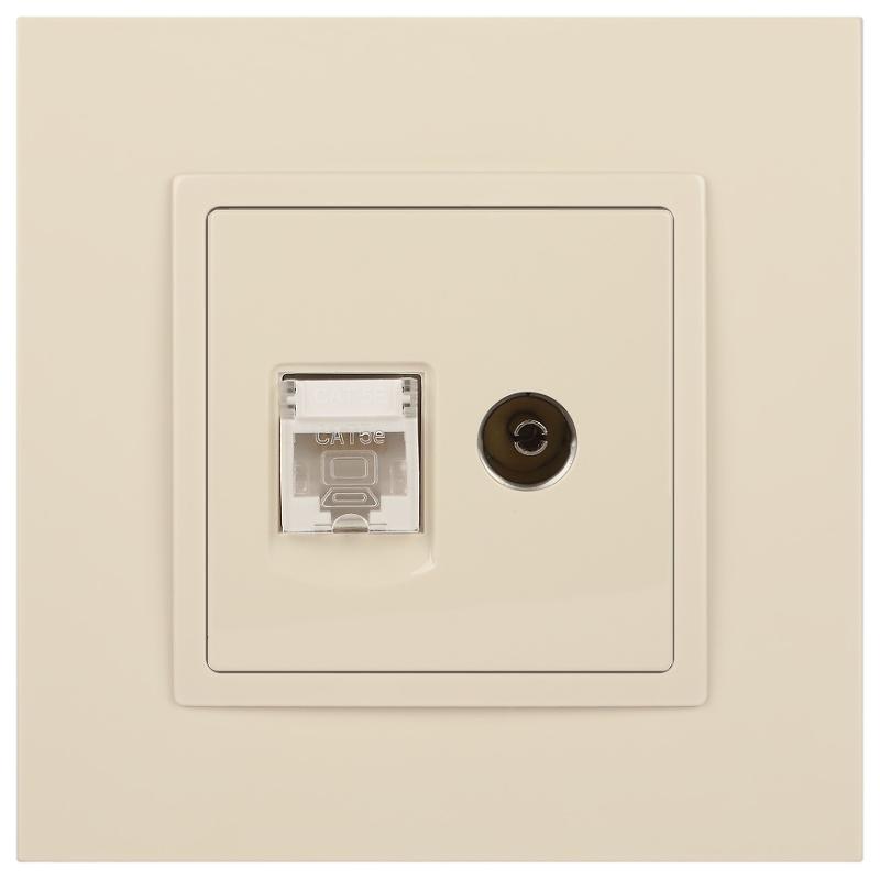 14-3110-02 Розетка RJ45+TV, IP20, сл.кость | Б0034315 | ЭРА — миниатюра 3