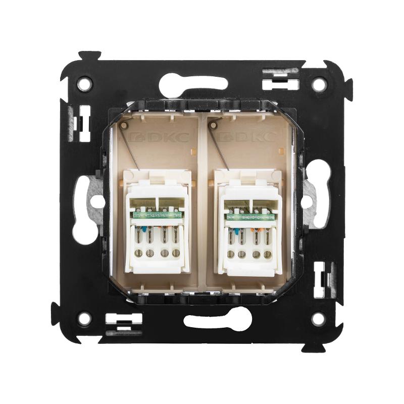 Компьютерная розетка RJ-45 в стену, кат.6А двойная, "Avanti", "Ванильная дымка" | 4405374 | DKC — миниатюра 7