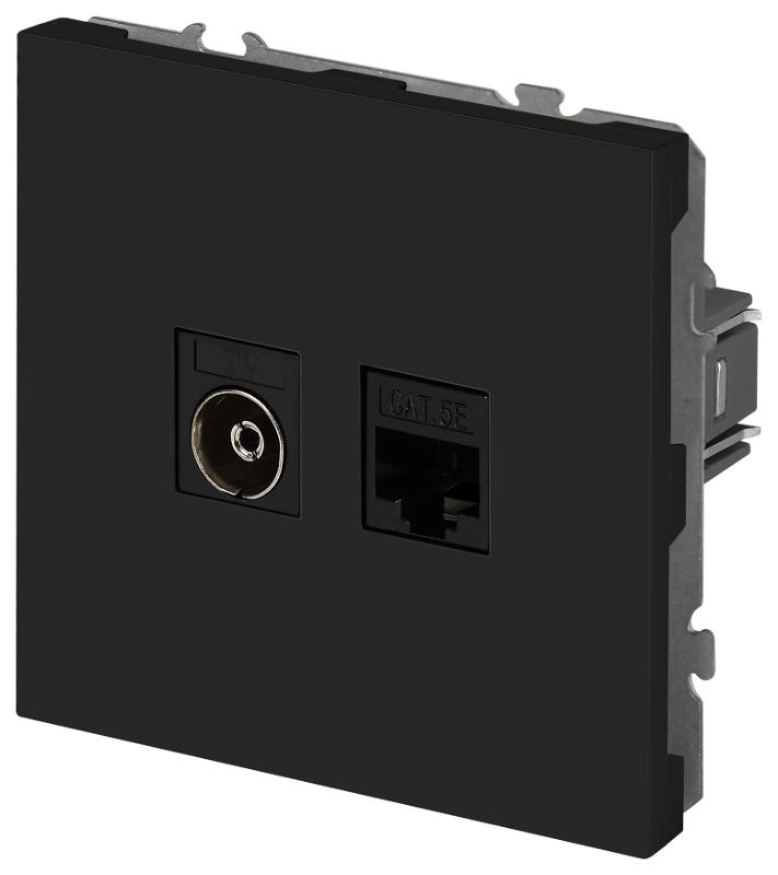 Розетка Galaxy 15-3110-05 комбинированная RJ45+TV IP20 антрацит | Б0070784 | ЭРА — миниатюра 2