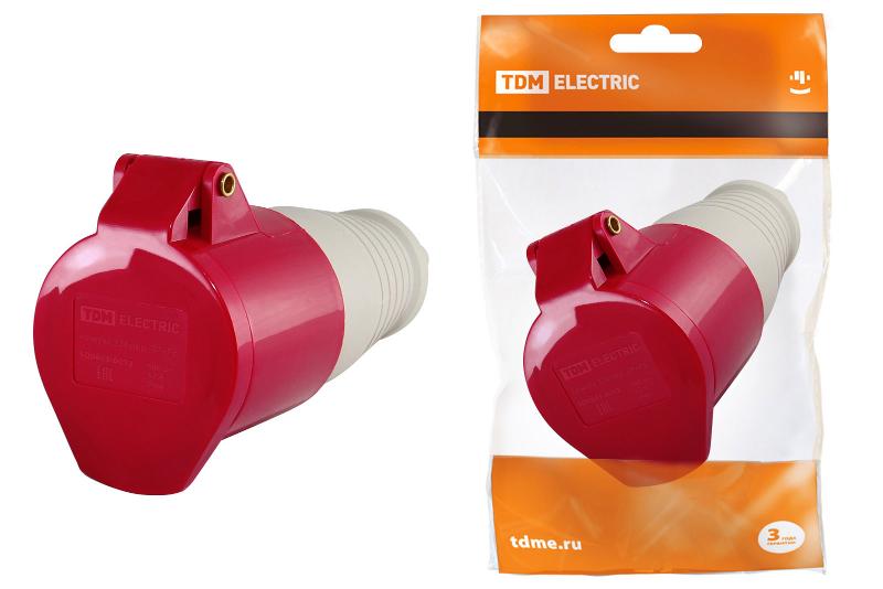 Розетка 224 переносная 3Р+РЕ 32А 380В IP44  | SQ0603-0013 | TDM — TDM ELECTRIC