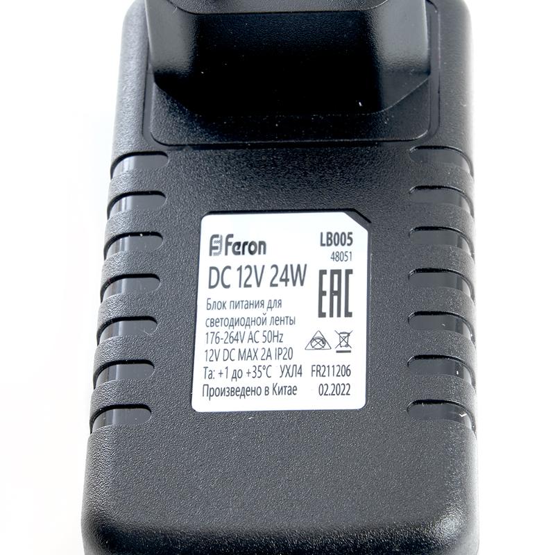Трансформатор электронный для светодиодной ленты 24W 12V (драйвер), LB005 FERON | 48051 | FERON — миниатюра 2