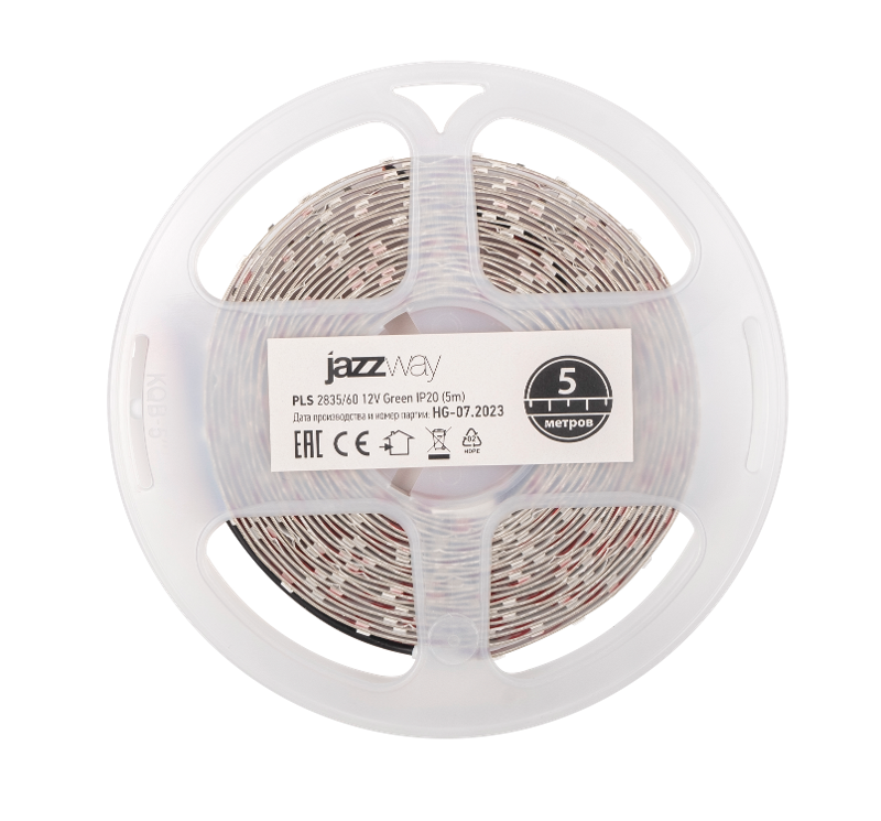 Лента светодиодная LED PLS 2835/60 6Вт 12В зеленый IP20 5м | 5000322 | Jazzway — миниатюра 1