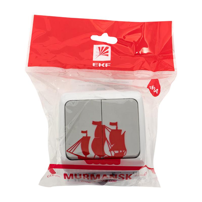 Мурманск Выключатель 2-клавишный 10А IP54 серый EKF | EFV10-023-30-54 | EKF — миниатюра 3