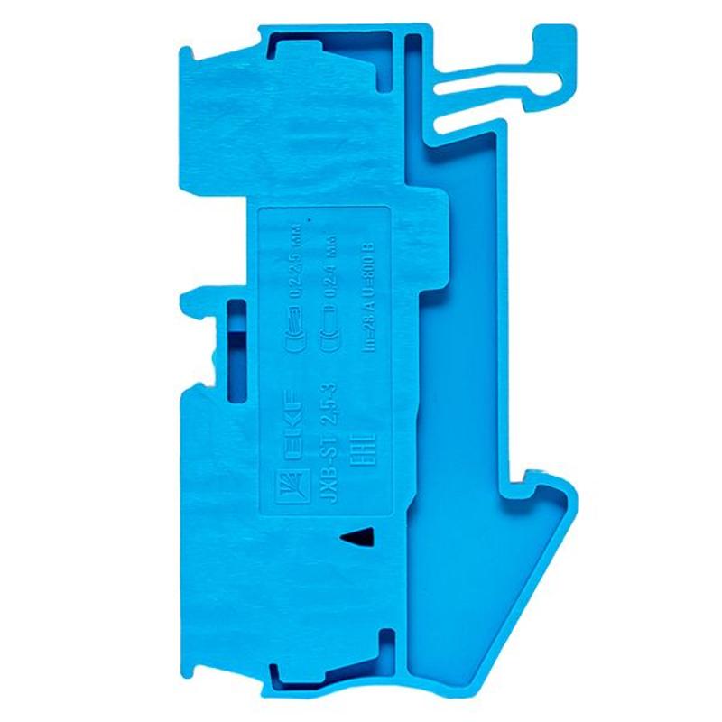 Колодка клеммная пружинная JXB-ST-2.5 28А 3 вывода синяя EKF | plc-jxb-st-2.5-3-blue | EKF — миниатюра 15