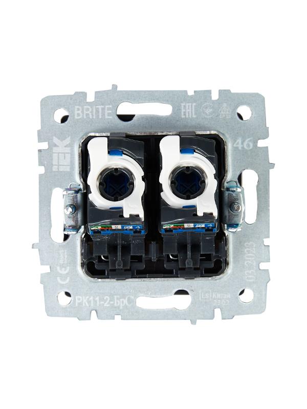 BRITE Розетка компьютерная 2-ая RJ45 кат.6 РК11-2-БрС сталь | BR-K20-2-K46 | IEK — миниатюра 4