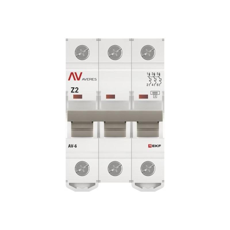 Выключатель автоматический AV-6 3P 2A (Z) 6kA AVERES | mcb6-3-02Z-av | EKF — миниатюра 4