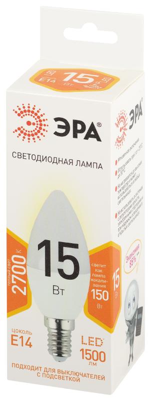 Лампа светодиодная  STD LED B35-15W-827-E14 15Вт свеча теплый белый свет Е14 | Б0066835 | ЭРА — миниатюра 2