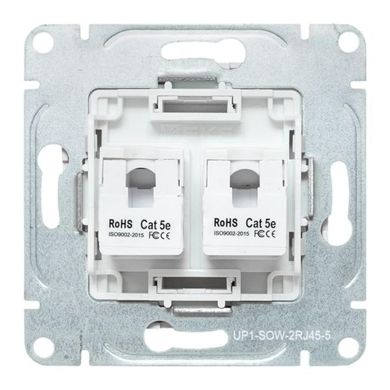 Механизм розетки RJ45 - 2шт, (cat5), белый Эпика EKF | UP1-SOW-2RJ45-5 | EKF — миниатюра 10