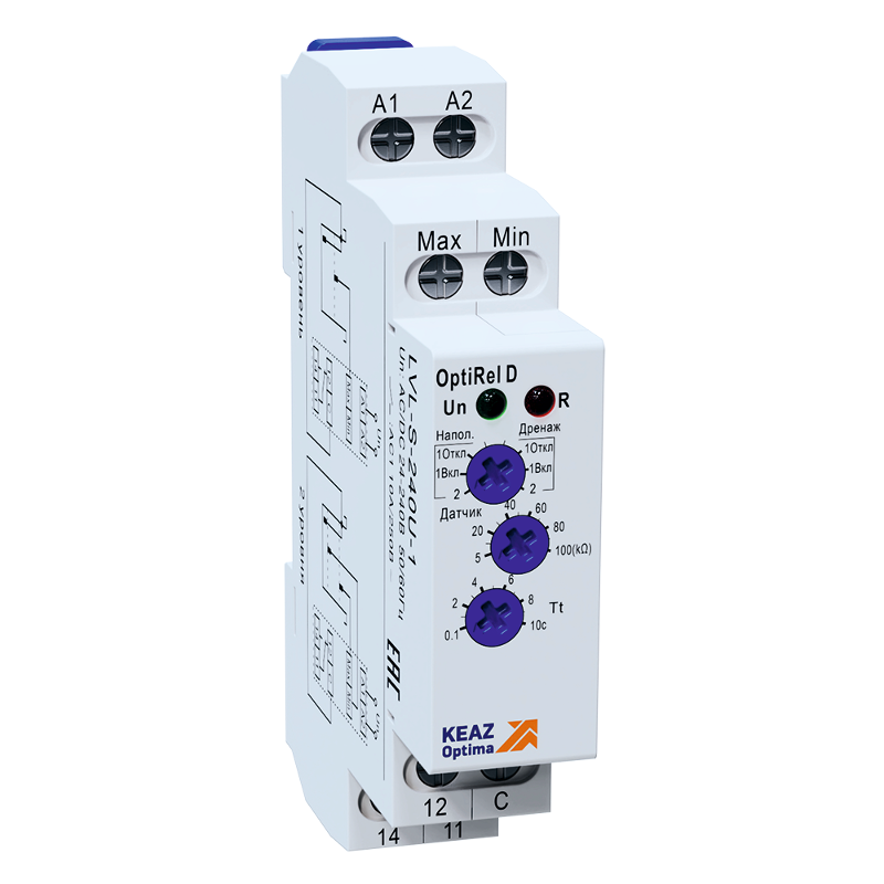 Реле контроля уровня OptiRel D LVL-S-240U-1 с датчиком 1,5м 10А 1СО 24-240АС/DC | 332024 | КЭАЗ — КЭАЗ (Курский электроаппаратный завод)