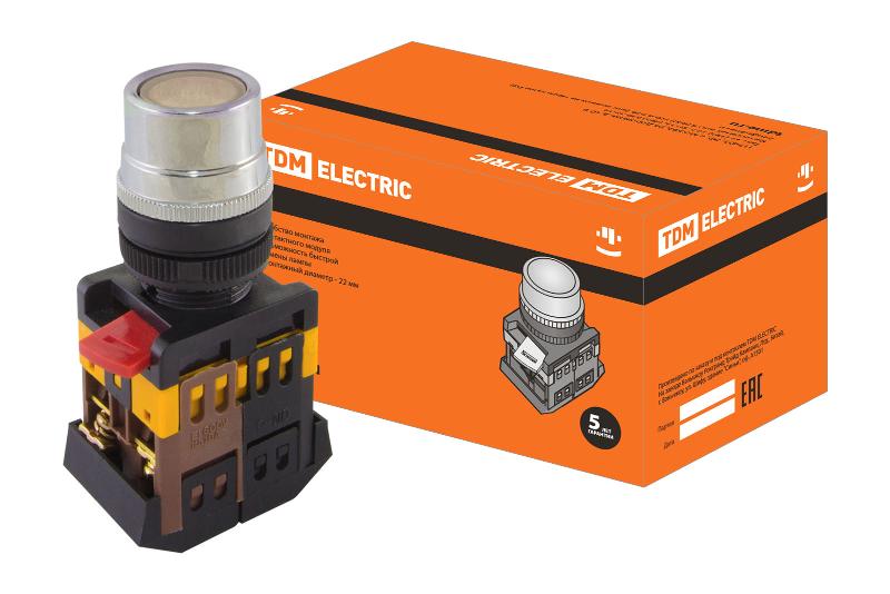 Кнопка ABLF-22 прозрачн. d22мм неон/230В 1з+1р  | SQ0704-0029 | TDM — TDM ELECTRIC