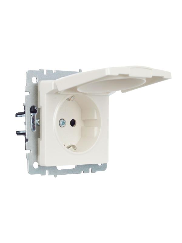 BRITE Розетка с заземлением со шторками с кр. 16А IP44 РСбш10-3-44-БрЖ жемчуг | BR-R16-16-44-K36 | IEK — миниатюра 2