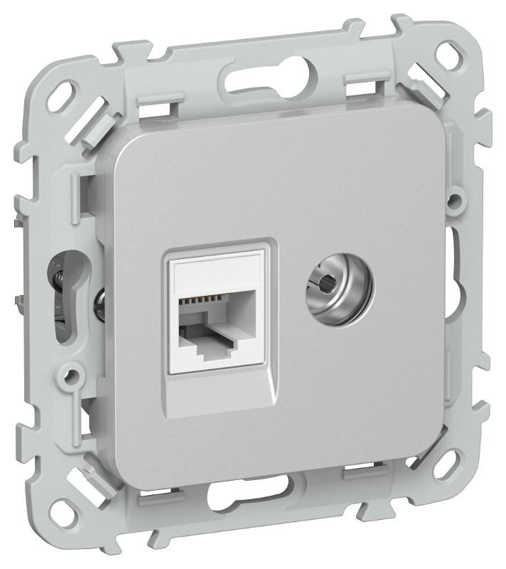 FLITE Розетка 2-ая RJ45/TV кат.5Е UTP РКТВ5е-2-0-ФлА алюминий | FI-AK22-1-K47 | IEK — IEK (ИЭК)