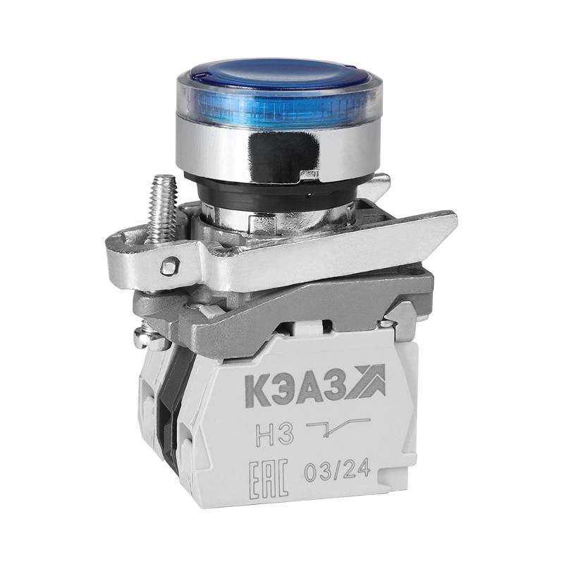 Кнопка КМЕ4611мЛС-24В-синий-1но+1нз-цилиндр-индикатор-IP65| 275983 | КЭАЗ — КЭАЗ (Курский электроаппаратный завод)