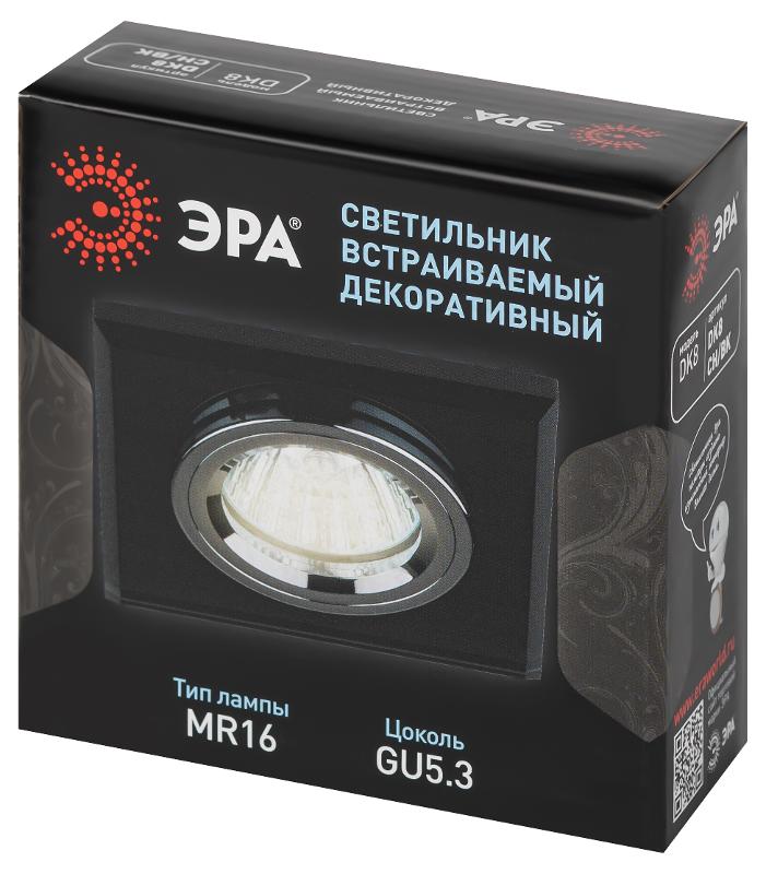 Светильник точечный встраиваемый под лампу DK8 50Вт MR16 хром/черный | C0043792 | ЭРА — миниатюра 2