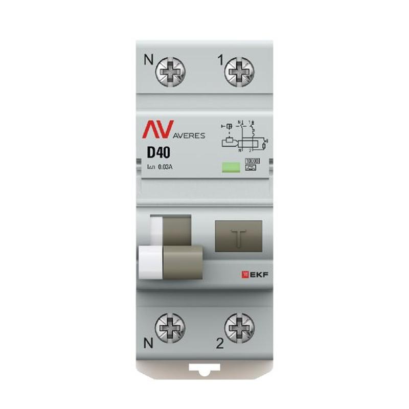 Дифференциальный автомат (УЗО) DVA-10 1P+N 40А (D) 30мА (A) 10кА  AVERES |rcbo10-1pn-40D-30-a-av| EKF — миниатюра 5