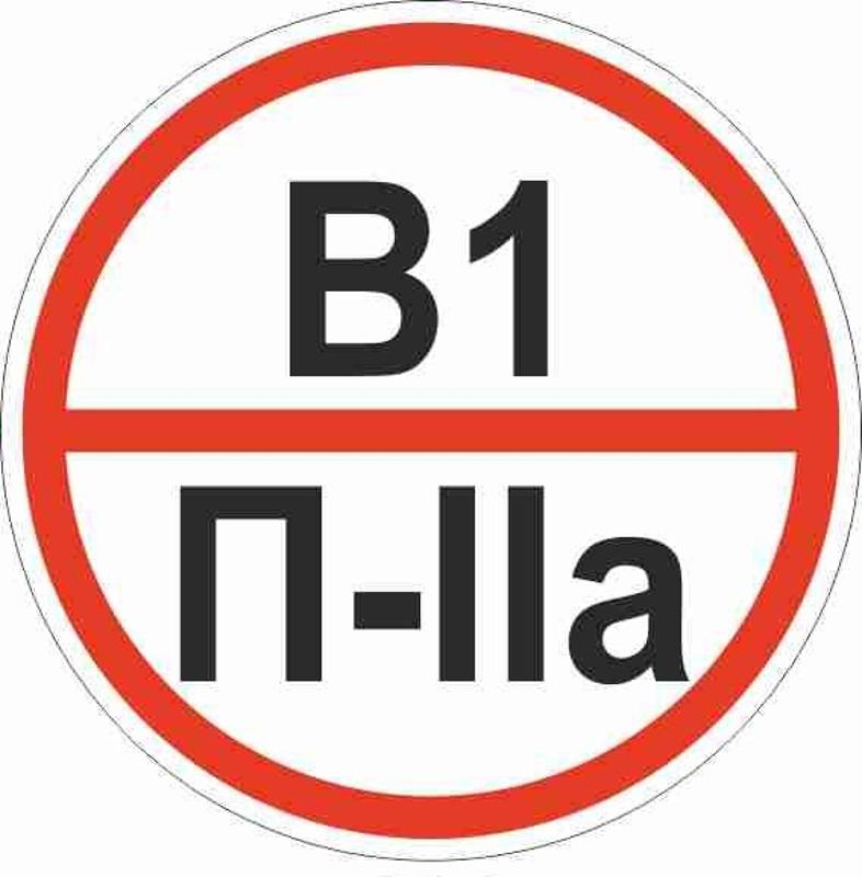Знак "Категории помещения по взрывопожарной и пожарной опасности В1 П-IIа" 200х200 мм| pn-b1-p-lla | EKF — EKF