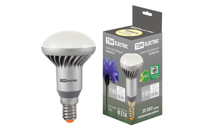 Лампа светодиодная LED 5Вт E14 220В 3000К R50 отражатель (рефлектор) | SQ0340-0057 | TDM — TDM ELECTRIC