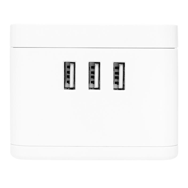 Удлинитель "Куб" 2 гнезда 3USB 2,4А+зарядное устройство 1,3 метра 1мм2 | UBA-CUB-3-WC | EKF — миниатюра 12