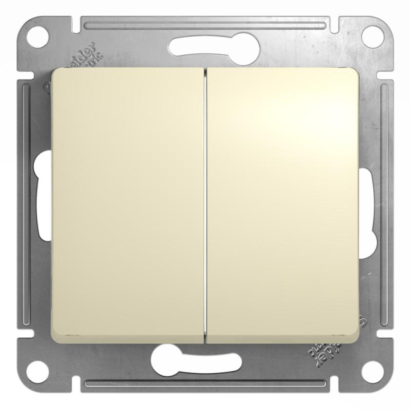 Glossa Бежевый Выключатель 2-клавишный, сх.5, 10АХ | GSL000251 | SE — Systeme Electric
