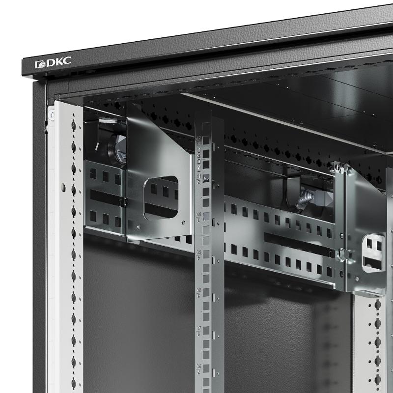 Шкаф напольный разобр. 19'' IT-CQE-N 42U 800x800мм, крыша с выруб., дверь перф. и дв. перф., дв. бок. пан., черный RAL9005 | R5ITN42808FP1P2SB | DKC — миниатюра 4